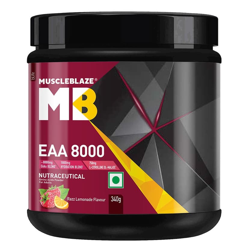 MuscleBlaze EAA 8000, 25 Servings, 340 g (0.75 lb), Razz Lemonade