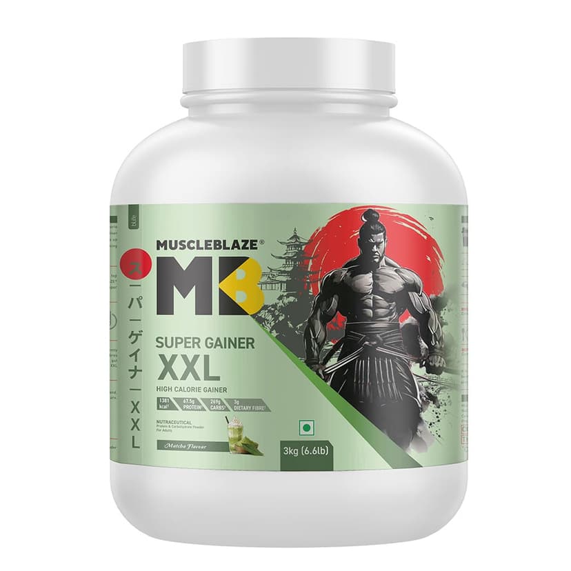 MuscleBlaze Super Gainer XXL Weight Gainer, 3 kg (6.6 lb), Matcha