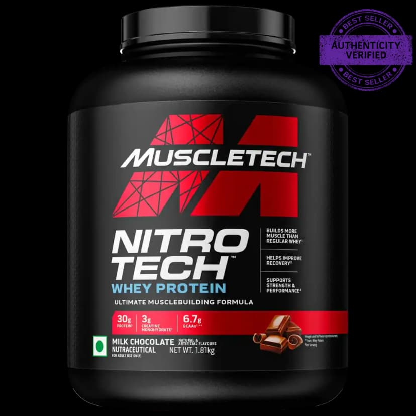 MuscleTech Nitro-Tech Whey Protein, - 1.81Kg (4Lbs), Milk Chocolate