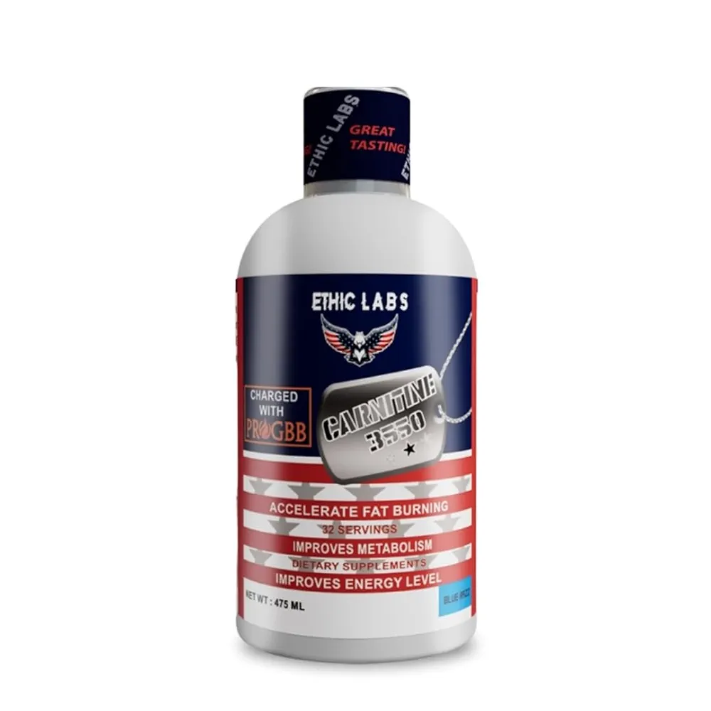 Ethic Labs L-Carnitine 3550 charged with PROGBB | Improves Metabolism and Energy level | 475ml | Blue Razz Flavour