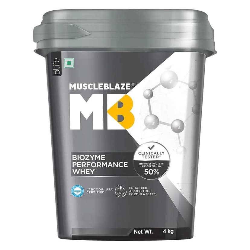 MuscleBlaze Biozyme Performance Whey Protein Powder, 4 kg (8.8 lb), Rich Chocolate