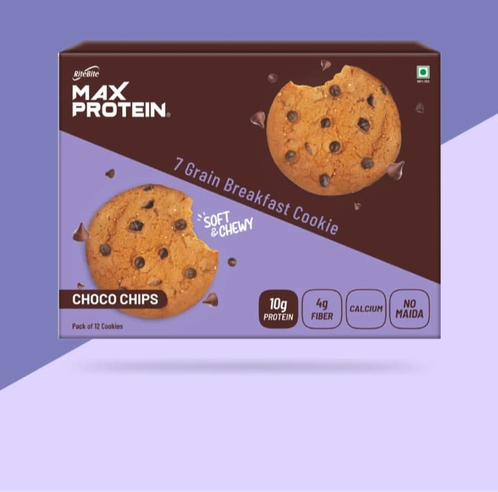 Max Protein Choco Chips Cookie (Pack of 12)