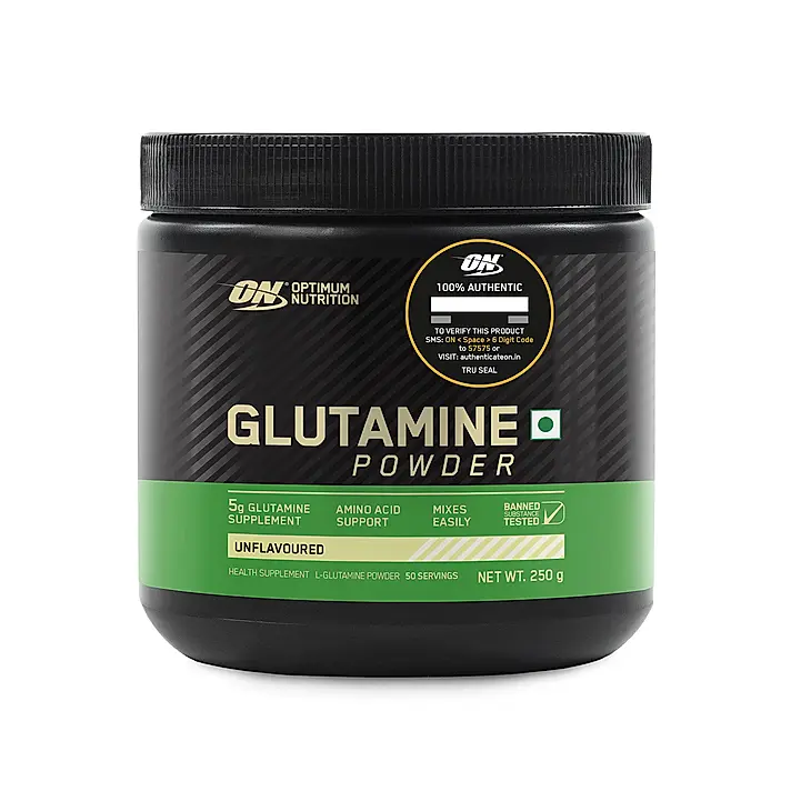 Optimum Nutrition L-Glutamine Powder, 250 Gram,Pack of 50 Serves