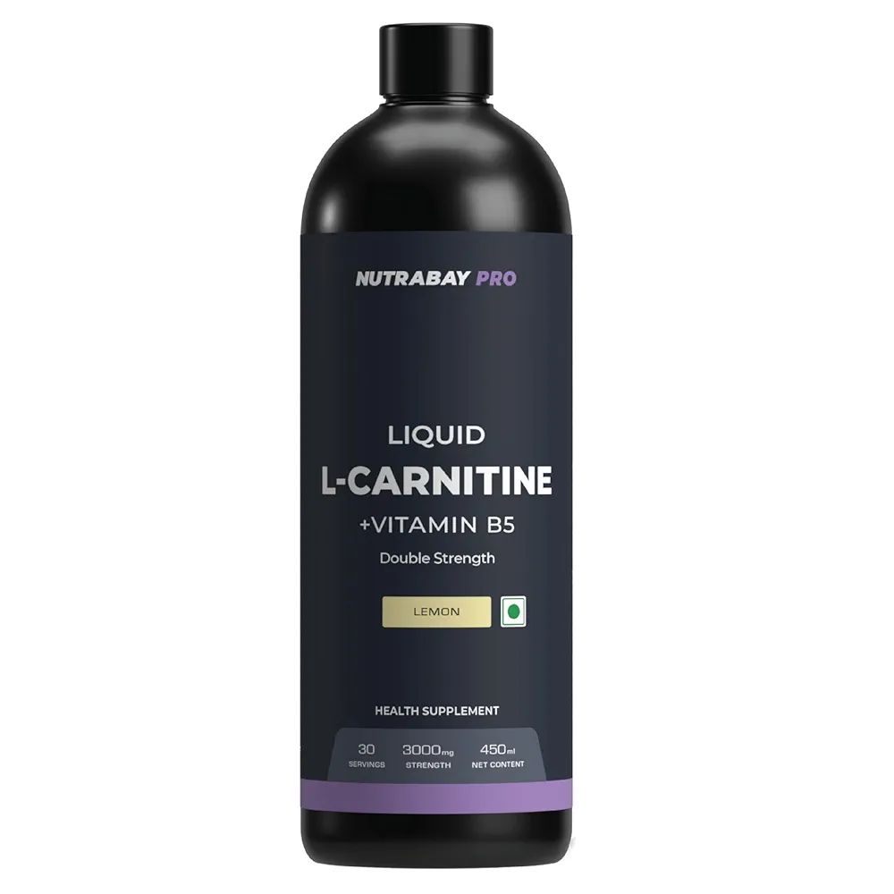 Nutrabay Pro Liquid L-Carnitine With Vitamin B5 -450 ml Lemon, 30 Servings 
