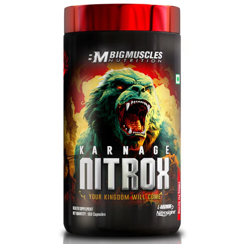 Big Muscles Karnage Nitrox L Arginine Capsules - 180 Capsules