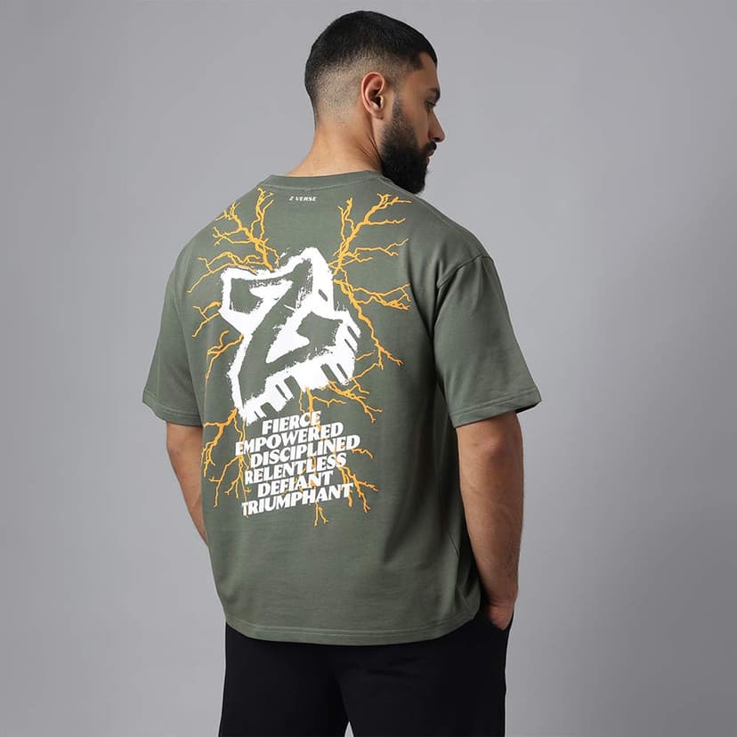 MuscleBlaze Z-Verse Oversized Tshirt, Medium, Military Green