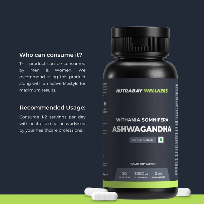 Nutrabay Wellness Ashwagandha Extract (Withania Somnifera) 1000mg - 60 Tabs