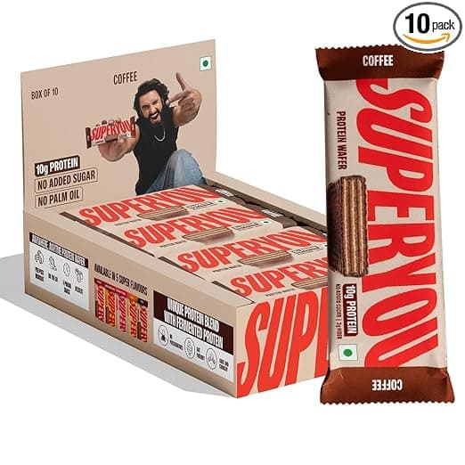 SuperYou Coffee Protein Wafer Bars (Pack of 10) | 10g Protein