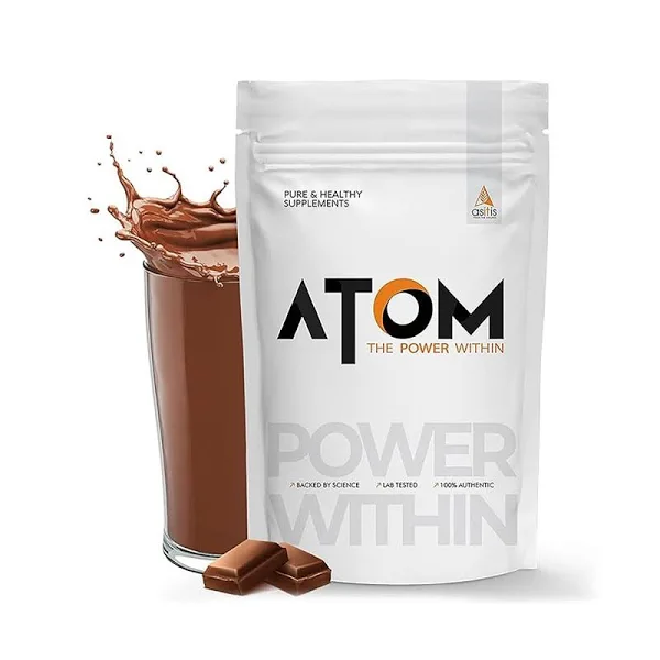 AS-IT-IS ATOM Whey Protein 1kg | Choco Hazel Fusion | 27g protein | 5.7g BCAA | Digestive Enzymes