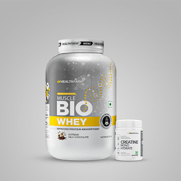Healthfarm Muscle Bio Whey | Grass Fed Protein | Improved Protein Absorption 1 kg 