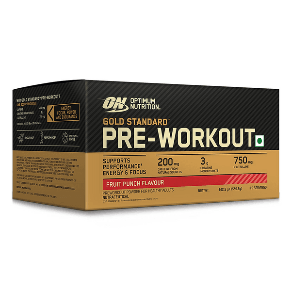 Optimum Nutrition (ON) Gold Standard Pre-Workout- 142.5g/15 single serve packs (Fruit Punch Flavor)