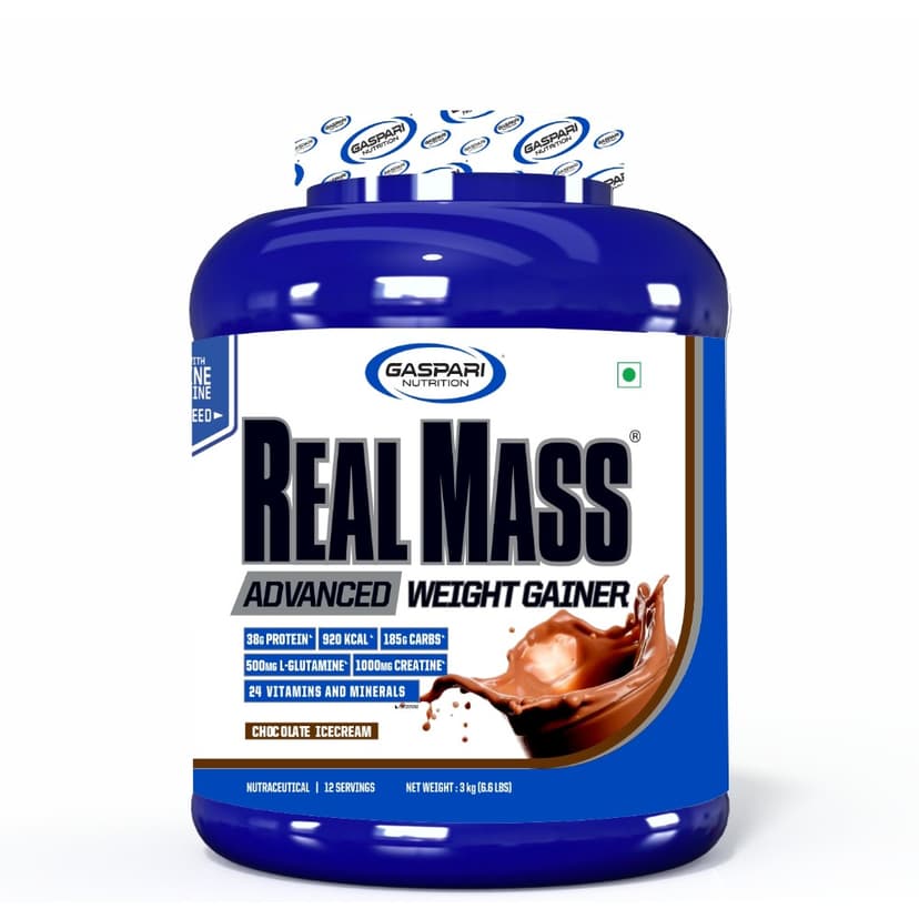 Gaspari Real Mass Advanced Weight Gainer - 3 Kg (6.6 Lb), Chocolate Ice Cream