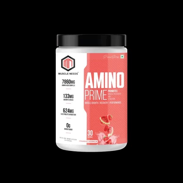 Muscle Needs Amino Energy Powder with Green Tea Extract & BCAA - 30 Servings - Amino Acids to Boost Hydration, Improve Overall Performance, and Enhance Energy & Focus (300g, Strawberry Watermelon)