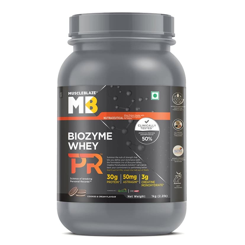 MuscleBlaze Biozyme Whey PR, 2 kg (4.4 lb), Cookies & Cream - MuscleBlaze Biozyme Whey PR, 1 kg (2.2 lb), Cookies & Cream