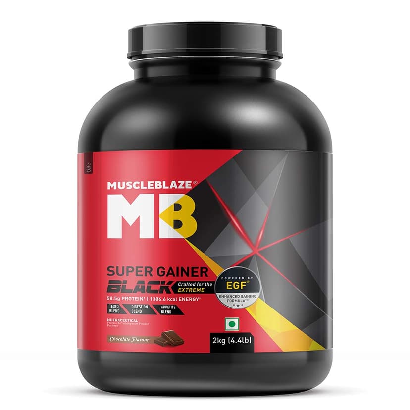 MuscleBlaze Super Gainer Black, 2 kg (4.4 lb), Chocolate